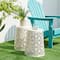 Glitzhome® 17.5" Iron Geometric Pattern Solar Garden Stool Set